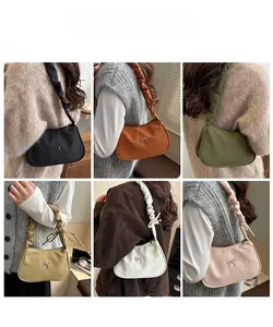 Chic ruched shoulder bags for women in six trendy colors featuring silver bow detail