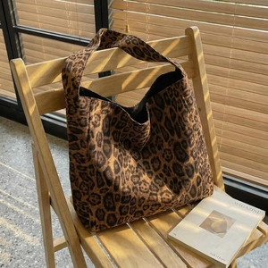Sac Fourre-tout Imprimé Léopard Grande Capacité PU Suède Sac À Épaule Large Bandoulière Vintage Décontracté Mode