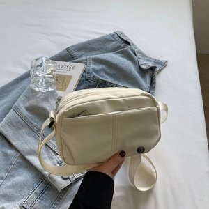 Women Crossbody Bag Nylon Lightweight Small Square Shoulder Bag Multi Zipper Pockets Casual Korean Style Travel Purse