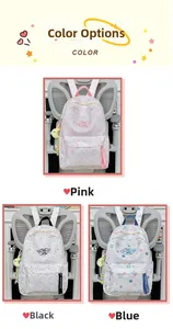 Detailed view of large capacity waterproof student backpacks in floral and camo prints