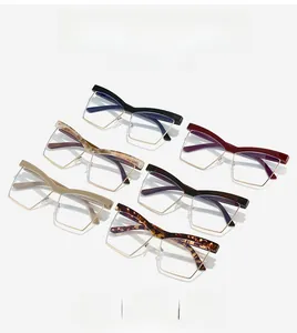 Collection of cat eye semi-rimless glasses in various colors like tortoiseshell and burgundy