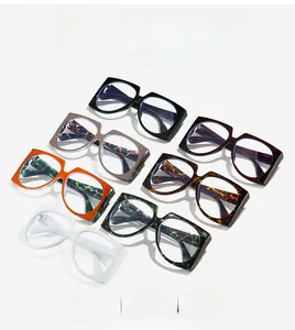 Detailed grid of oversized square fashion glasses available in six stylish color variants