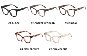 Montures de lunettes œil-de-chat multicolores avec logo HD métallique sur les branches