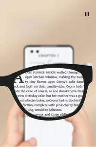 Macro view showing high-definition magnification of text through these reading glasses