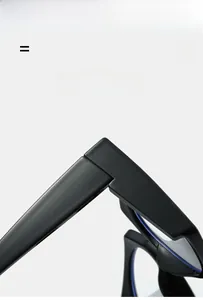 Detail of super elastic hinge on ultra-light black square anti-blue light glasses