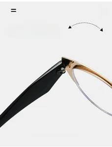 Detail of durable gold metal hinge on fashion cat-eye blue light blocking glasses