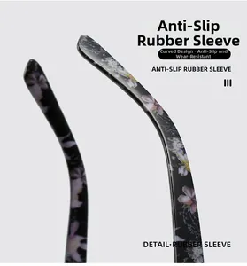 Detail of floral anti-slip rubber sleeve for glasses with ergonomic curved design