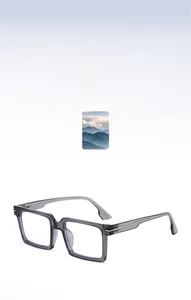 Détail de la monture carrée en PC gris transparent avec charnières métalliques robustes