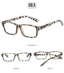 Lunettes de lecture carrées écaille de tortue avec verres anti-lumière bleue et branches confort