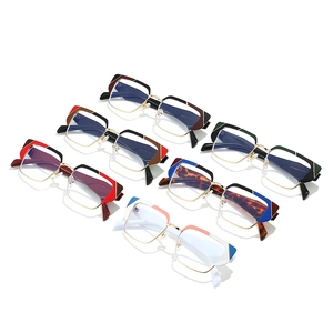 Modern browline metal frame anti-blue light glasses in six assorted stylish color patterns