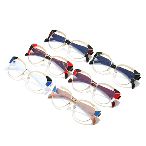 Stylish cat-eye blue light blocking glasses frames in six vibrant metallic color combinations