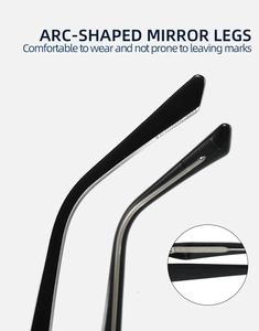Dettaglio macro delle stanghette ergonomiche ad arco in nero lucido e metallo argento