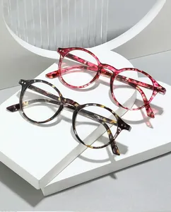 Detail of round tortoiseshell glasses frames with 2025 anti-blue light lenses