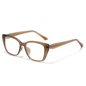Montatura occhiali squadrata cat eye in elegante finitura ambra traslucida