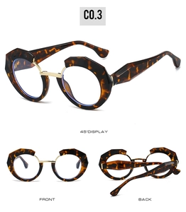 Detailed three-view shot of tortoiseshell geometric frames with elegant gold metal bridge
