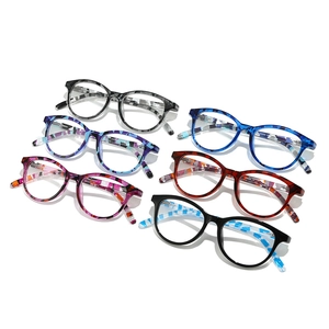Variety of square floral reading glasses with anti-blue light lenses in multi-color frames