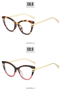 Detailed 45-degree view of chic cat-eye glasses frames in tortoiseshell and red gradient