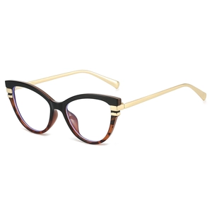 Stylish cat eye blue light blocking glasses with tortoiseshell frames and gold metal temples
