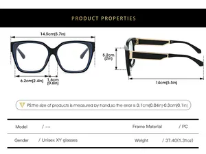 Tableau des tailles détaillé pour lunettes carrées avec dimensions de monture