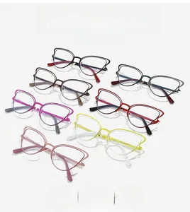 Array of stylish cat-eye anti-blue light glasses frames in seven trendy colors