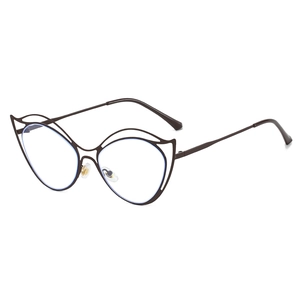 Unregelmäßige Metallbrille in Schmetterlingsform mit Blaulichtfilter-Gläsern in Kaffeebraun