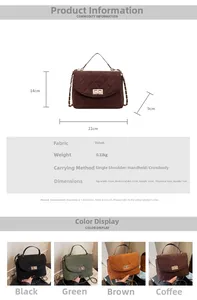 Size chart showing dimensions 21x14x9cm for velvet quilted chain shoulder bag with metal lock