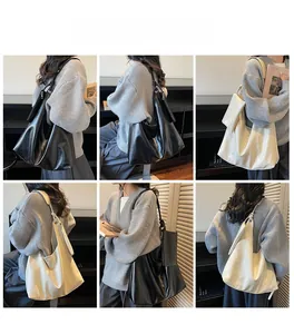 Detailed views of a minimalist large capacity tote bag shown from multiple angles
