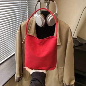 Vibrant red canvas tote bag with Hope and Future embroidery for stylish women commuting