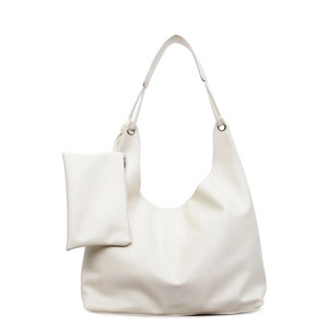 Large cream white hobo shoulder bag with matching coin purse in premium textured leather