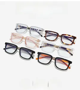 Detail view of retro steampunk square frame glasses in various colors and patterns