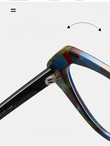 Macro shot of durable metal hinge and colorful mosaic texture on cat eye frames