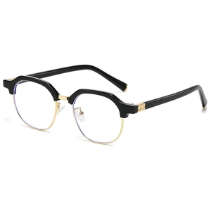 Retro Half Rim Anti Blue Light Glasses Metal PC Eyebrow Frame Computer Eyewear For Men Women