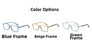 Ultralight full-frame reading glasses in light blue, beige, and green with black temples