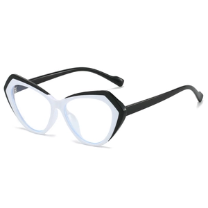 Cat Eye Glasses Frames TR90 Color Splicing Anti Blue Light Fashion Geometric Eyewear Women Decorative Luxury Trendy