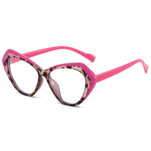 Pink and tortoiseshell cat-eye glasses frame with TR90 material for a stylish look