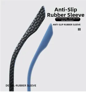 Detail of anti-slip rubber sleeve for reading glasses with ergonomic curved design