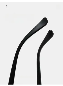 Detail of curved TR90 glasses legs with ergonomic rounded ends for enhanced comfort