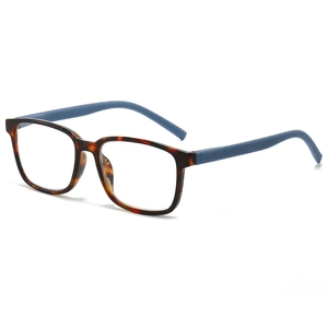 Ultraleichte Blaulichtfilter Lesebrille mit Schildpatt-Rahmen und blauen Bügeln