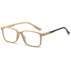 Ultralight beige anti-blue light reading glasses with stylish square frame for women