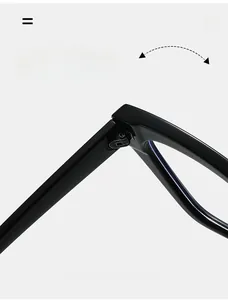 Close-up of durable metal hinge on black cat-eye glasses frames for long-lasting use