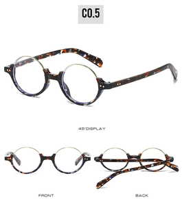 Detailed multi-angle views of round tortoiseshell anti-blue light glasses frames