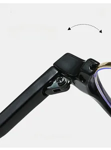 Macro detail of a durable metal hinge on black semi-rimless frames for long-lasting use