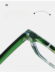 Close-up of durable metal hinge on green tortoiseshell pattern glasses frame