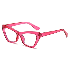 Fashionable cat-eye blue light blocking glasses with transparent pink frame for women