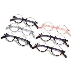 Retro semi-rimless round blue light blocking glasses in various multi-color frames