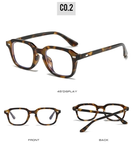Three-angle view of vintage tortoiseshell PC eyewear frames with metal rivet detailing