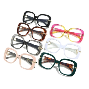Collection of oversized square sunglasses in multiple colors with gold ring accents