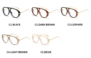 Detailed view showing five stylish color variations of retro oversized aviator sunglasses