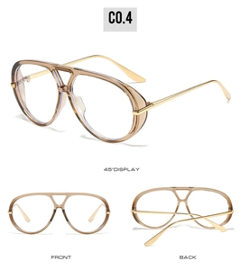 Multi-angle view of retro pilot sunglasses with amber frames and gold metal temples