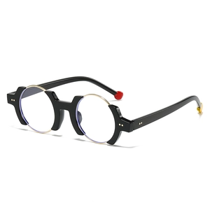 Round Frame Glasses Irregular Geometric PC Metal Anti Blue Light Hip Hop Fashion Retro Decorative Eyewear For Adults